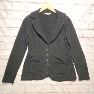 CAbi 621 Sweater Blazer Womens Medium Gray Knit Jacket 5 Button Pockets Cozy‎